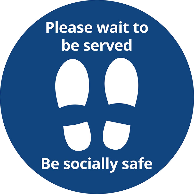 1000mm Circle Vinyl Floor Sticker - "Wait To Be Served" - Image 2