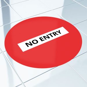 1000mm Circle Vinyl Floor Sticker - "No Entry"