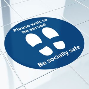 1000mm Circle Vinyl Floor Sticker - "Wait To Be Served"