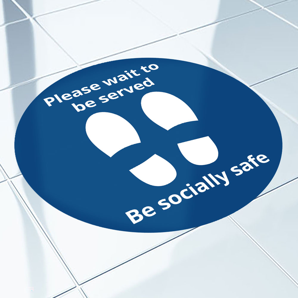 1000mm Circle Vinyl Floor Sticker - "Wait To Be Served"