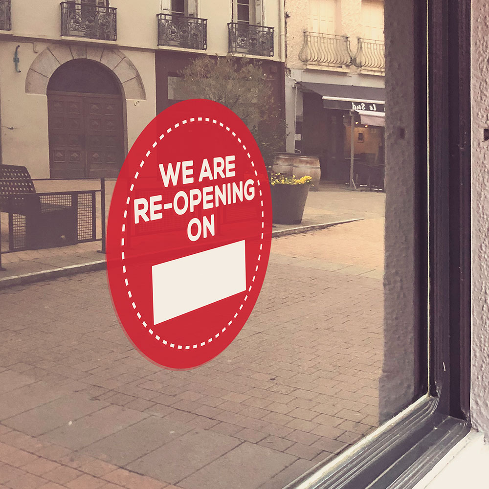 300mm Window Cling - "Re-opening"